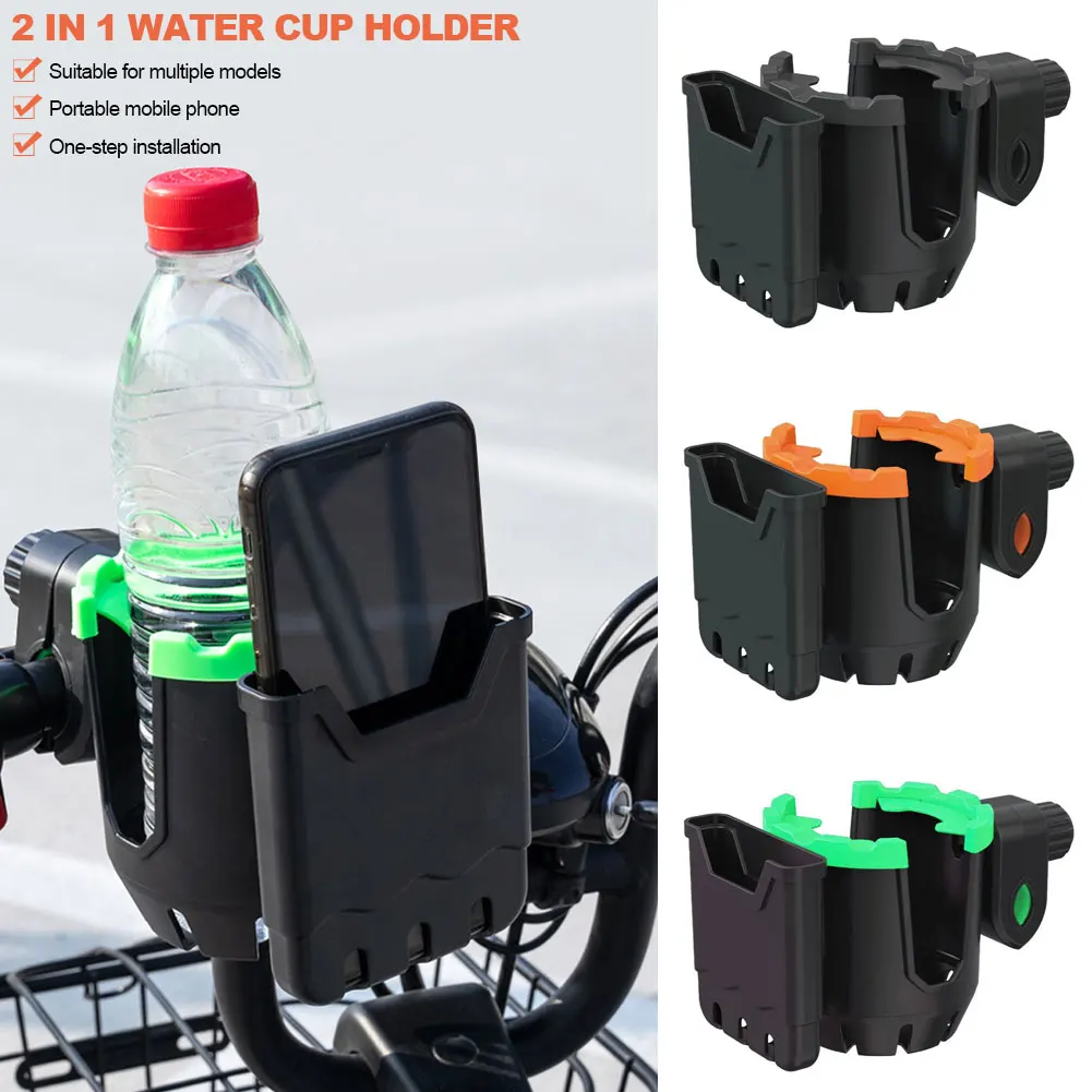 

Universal Two-in-one Motorcycle Water Cup Mobile Phone Holder for Stroller Bike Water Bottle Holder with Phone Storage Mount