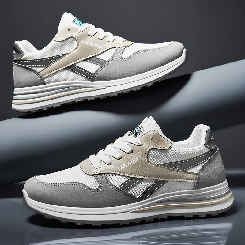 

Spring Autumn Men Casual Sport Shoes Fashion Leather Mesh Patchwork Comfortable Sneakers Outdoor Walking Shoes Women Shoes