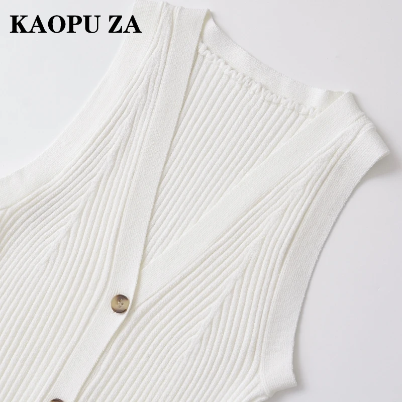 KAOPU ZA 2024 новый осенний женский повседневный свитер без рукавов с v-образным