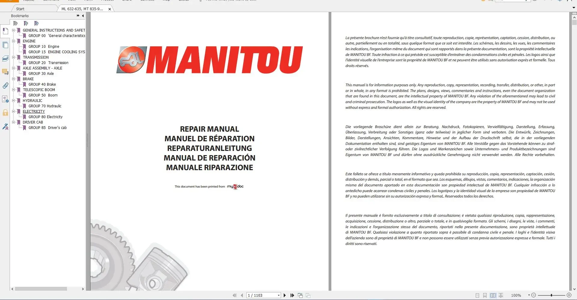 [DVD3] MANITOU PDF 15 8 ГБ Руководство по обслуживанию и деталям