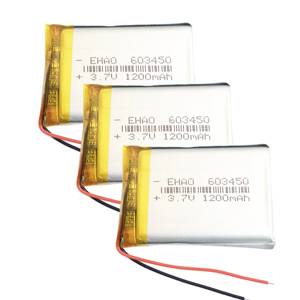 EHAO 603450 литиевые аккумуляторы 3.7В 1200 мАч 3 шт.