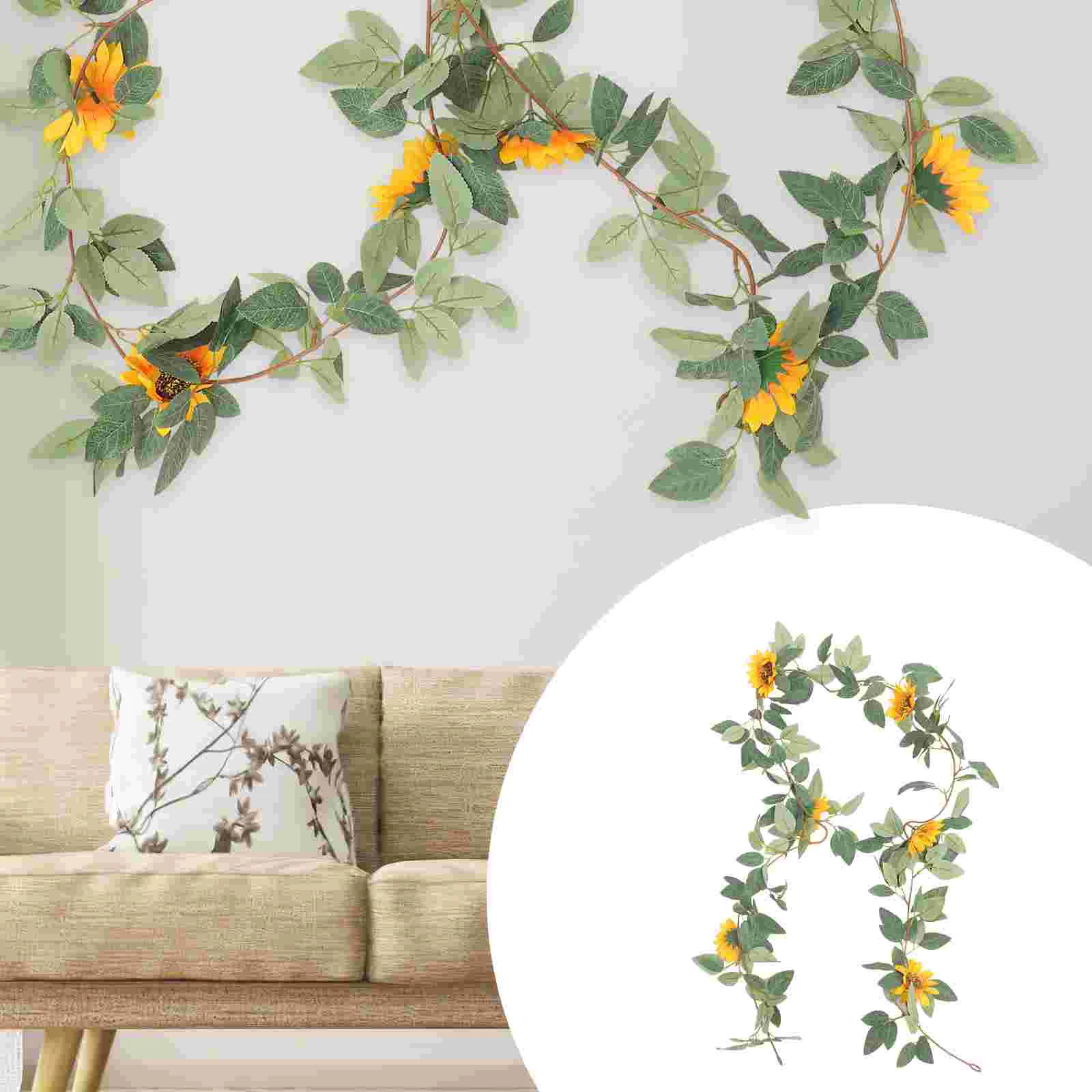 

Garland Flower Hanging Artificial Sunflower Fake Vines Vine Silk Wedding Easter Spring Wreath Flowers Green Leaves Greenery