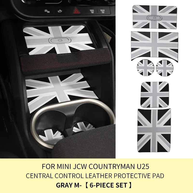 6 шт. для Mini Countryman U25 2024 2025 3D кожаный коврик для двери автомобиля, держатель для чашки, противоскользящий декоративный чехол