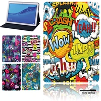 tablet case for huawei mediapad t5 10 1t3 10 9 6t3 8 0m5 lite 10 1m5 10 8m5 lite 8 graffiti art series leather cover case