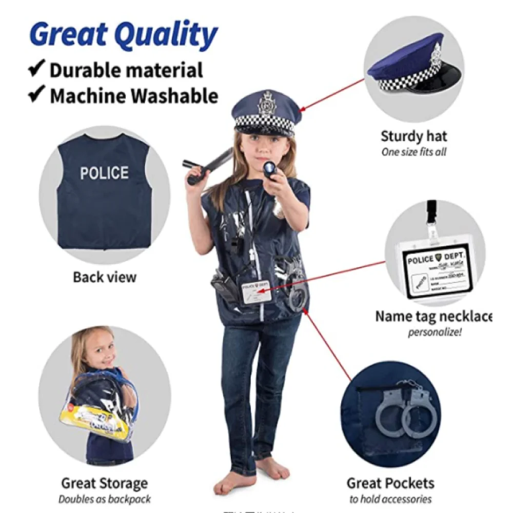 Костюм полицейского офицера для мальчиков и девочек костюм Хэллоуина
