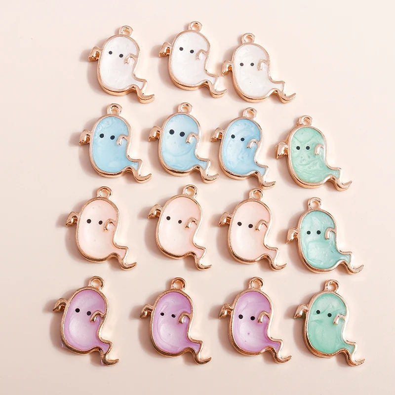 

10pcs 15x21mm Cartoon Halloween Charms for Jewelry Making Acrylic Ghost Charms Pendants for DIY Earrings Necklaces Crafts Supply