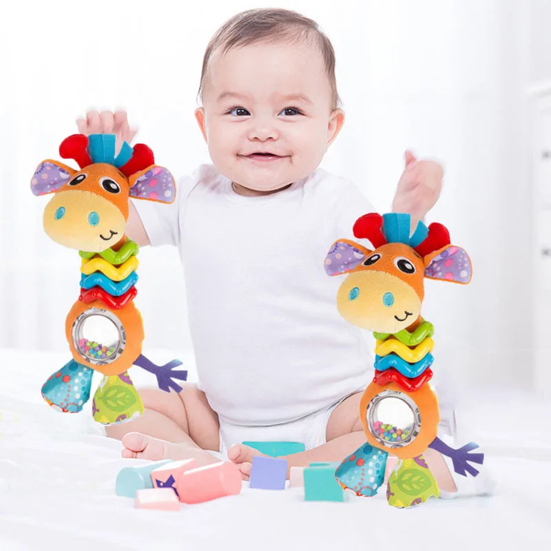 Soft Plush Hand Rattles Hand Grip Baby Toys Stuffed Animal R