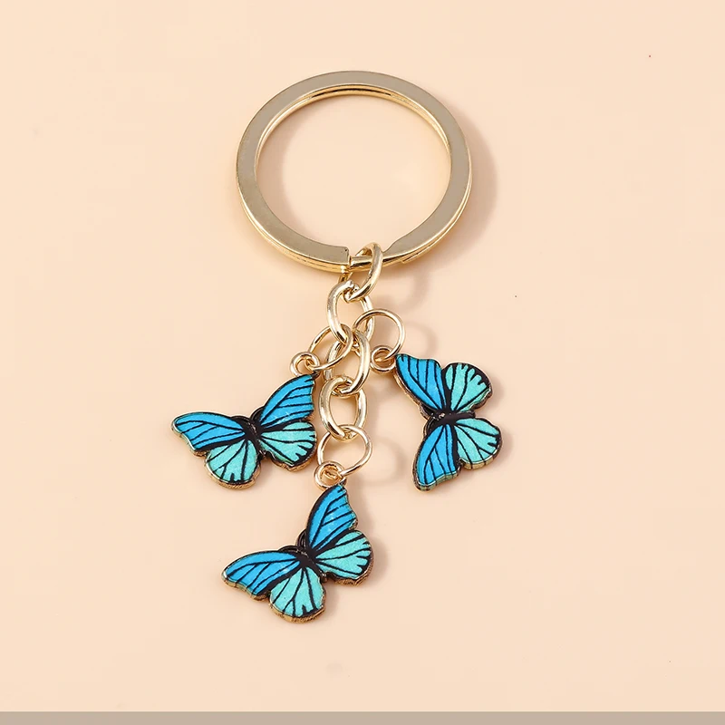 

Cute Keychain Colorful Butterfly Keyrings Enamel Flying Animals Key Chains for Women Girls Handbag Accessories Handmade Jewelry