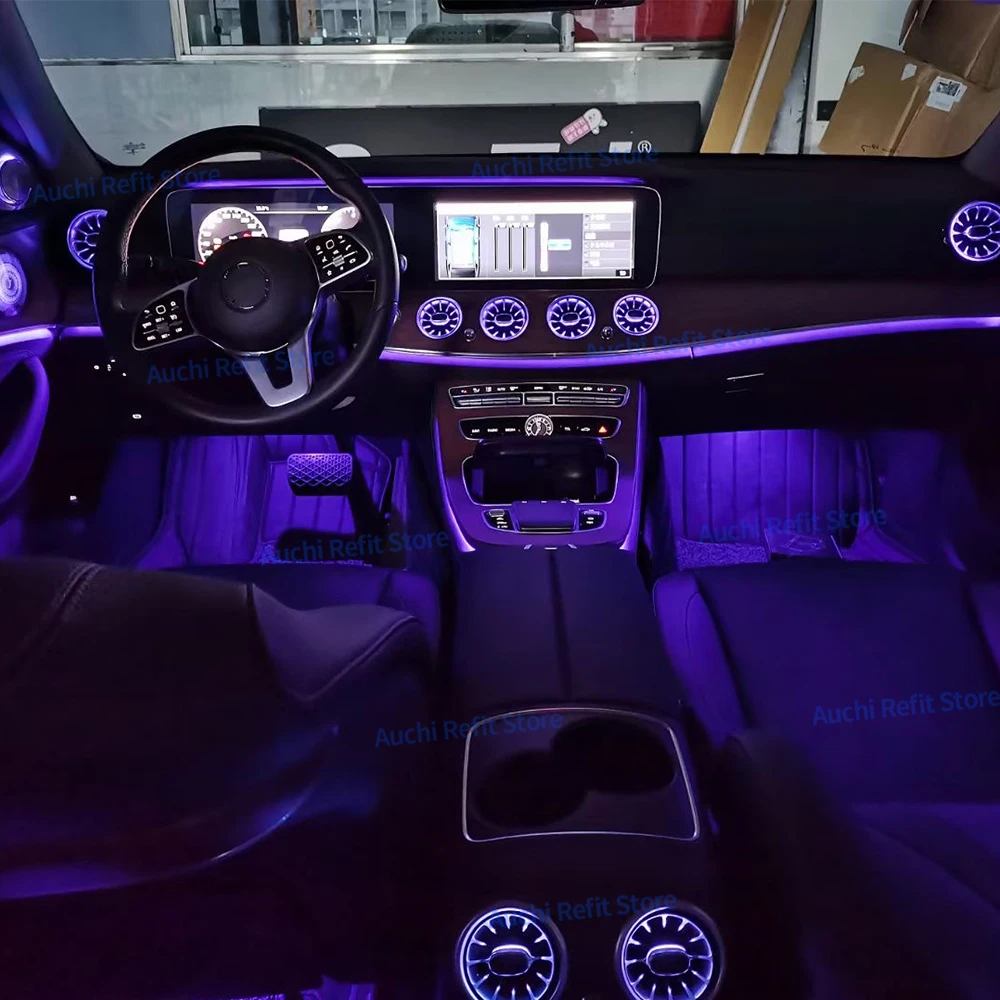 Дешево Форсунка в форме турбо автомобиля, вентиляционные отверстия для кондиционера, 64 цвета, установка для освещения воздуха для Mercedes-Benz E-Klass Coupe ...