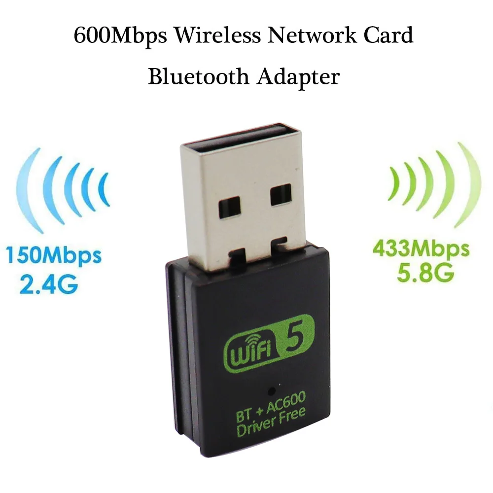 

600Mbps USB WiFi Bluetooth Adapter Dual Band 2.4/5.8Ghz Wireless External Receiver RTL8821CU WiFi Dongle for PC/Laptop/Desktop