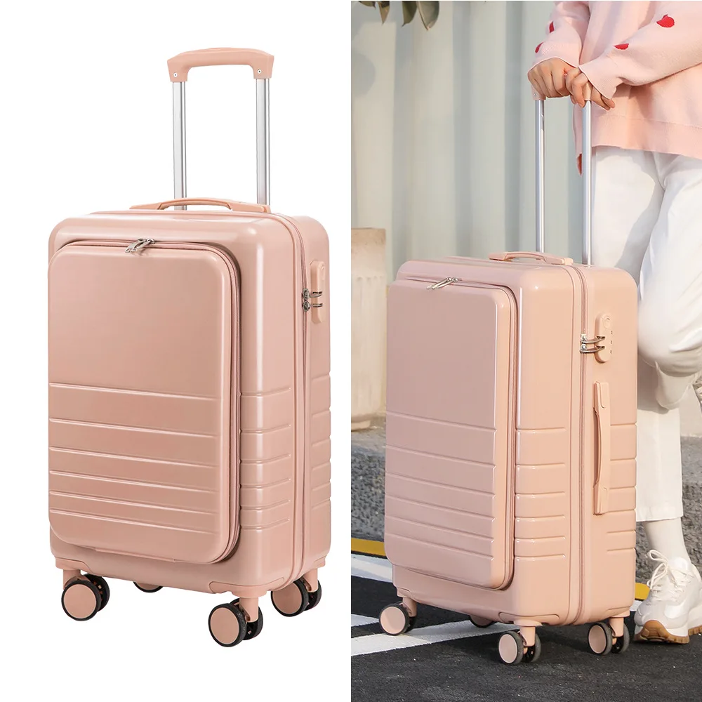 2022 New Front Opening Boarding Suitcase, Large Capacity 20 Inch Universal Wheel Password Suitcase