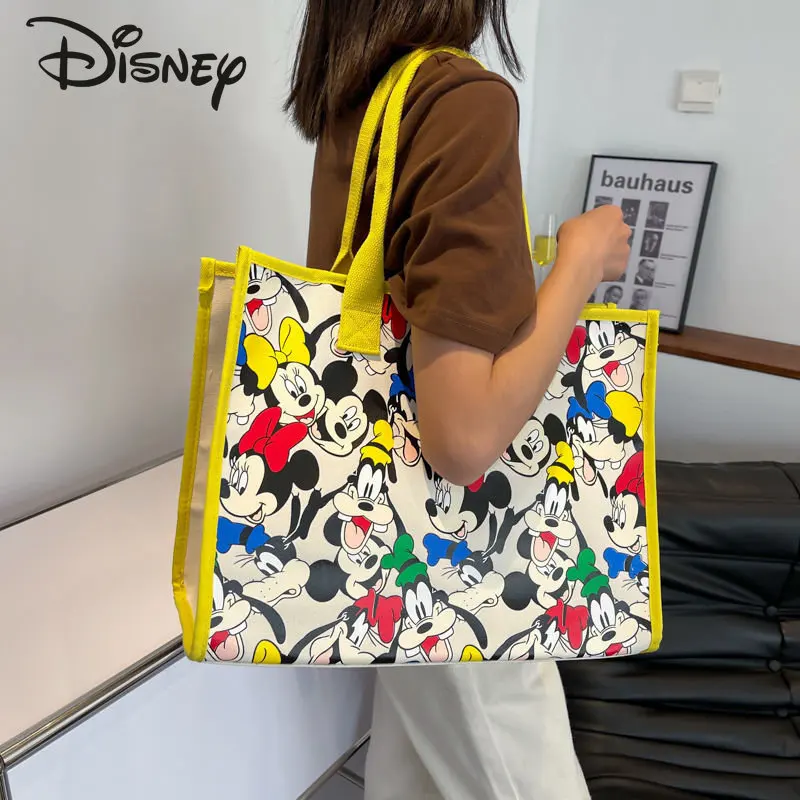 Disney New Canvas Women's Handbag Fashion Luxury Shoulder Bag Cartoon Multi Functional Large Capacity Casual Commuter Bag