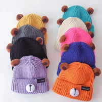 autumn winter solid color children knitted hats baby girls boys beanies caps warm soft casual hats for kids 4 8 years