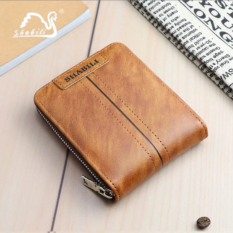 Short Men's Wallet With Zipper Small Male PU Leather Coin Purses Multi Function Card Holder For Men Business Money Wallet