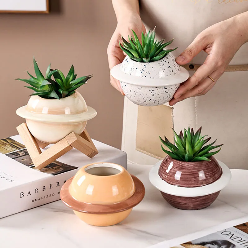 

Creative Colorful Planet Ceramic Flower Pot Wholesale Succulent Planter Mini Potted Home Courtyard Decoration Flowerpots Gifts