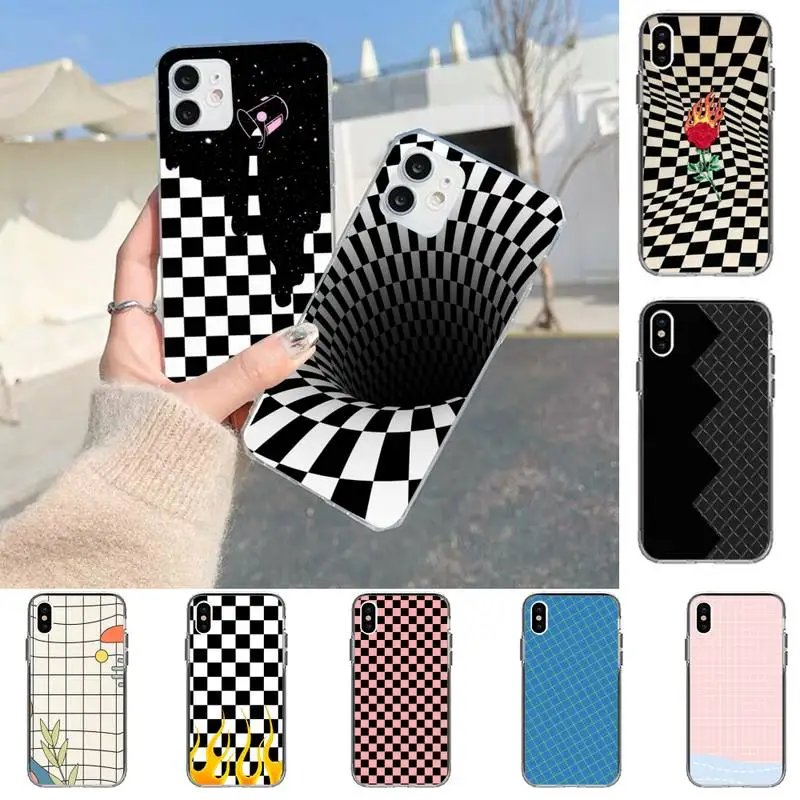 

Cartoon grid Phone Case for iPhone 11 12 13 Mini Pro Max 8 7 6 6S Plus X 5 SE 2020 XR XS Case shell