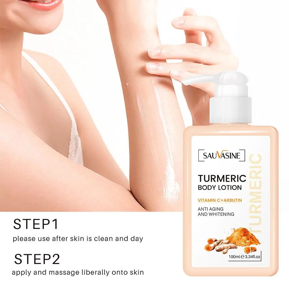 

100ml Body Whitening Cream Turmeric Body Lotion Moisturizing Anti-Aging Dark Skin Lightening Skin Smooth Whitening A8H2