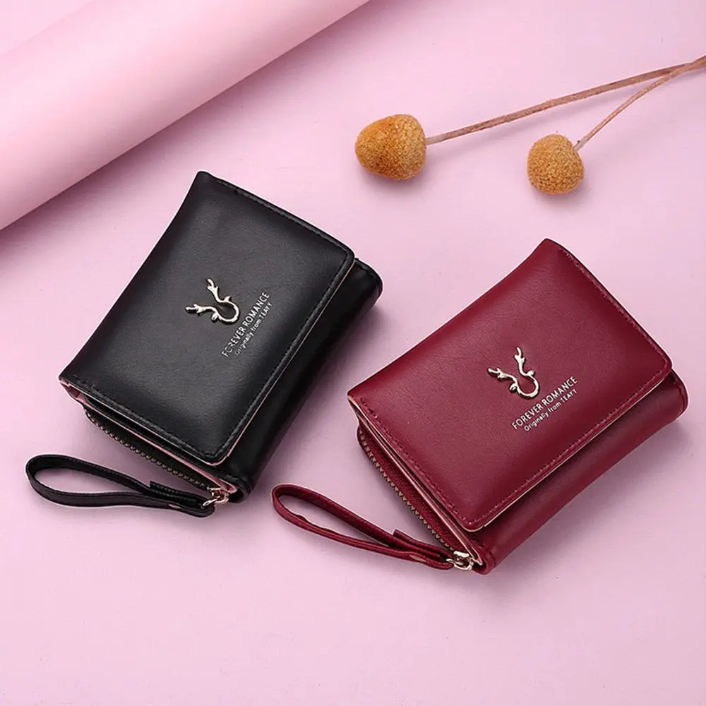 

Women Girls PU Leather Zipper Clutch Money Bags Card Holder Coin Purse Short Wallets