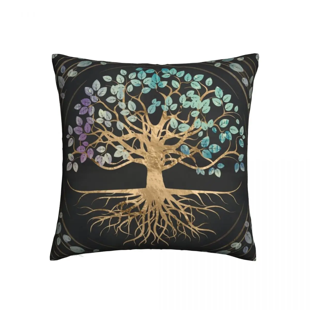 

Vikings Tree Of Life Yggdrasil Gold Pillowcase Printed Polyester Cushion Cover Decor Viking Throw Pillow Case Cover Home Zipper