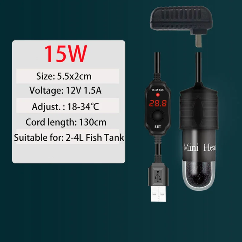 Мини Аквариумный Нагреватель USB Нагревательный Стержень Погружной Термостат Цифровой LED Электрический Нагревательный Стержень Для Черепахи.