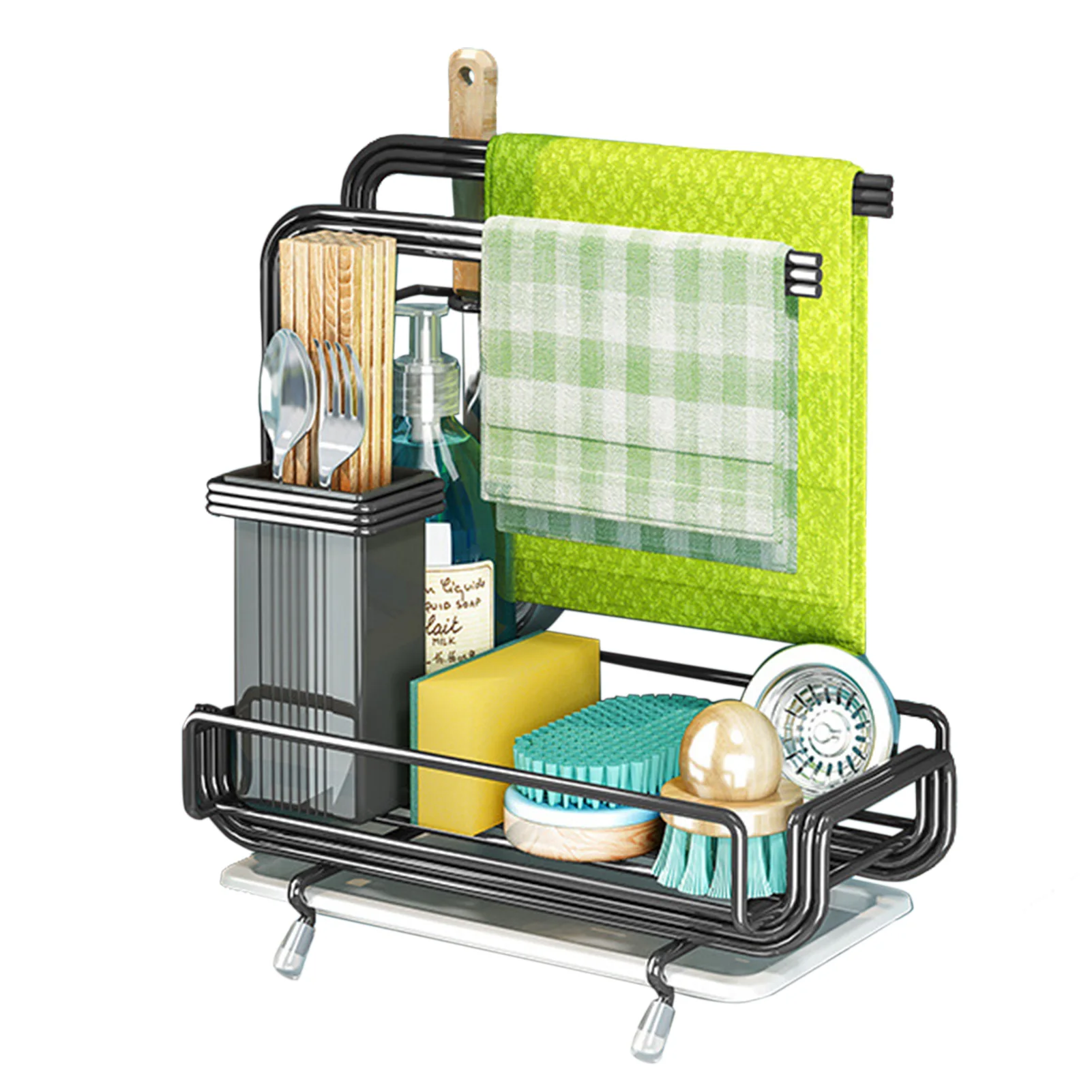 

Sponge Holder Kitchen Sink Caddy Sponge Holder for Sink Sink Caddy Organizer with Dishcloth Holder Kitchen Sink Organizer with