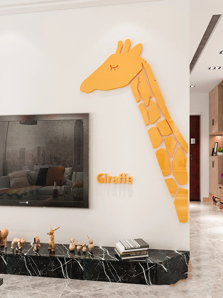 

3D Three-Dimensional Animal Decorative Painting Acrylic Customized Self-Adhesive Porch Children's Room Cartoon Background