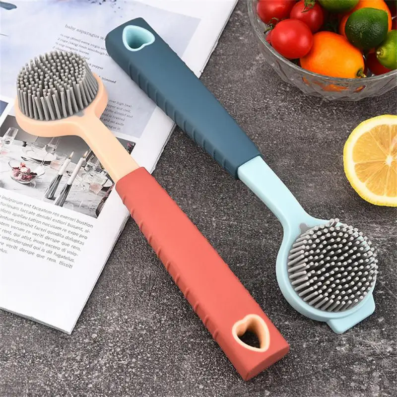 

Pot Brush Blue/pink Kitchen Non-dirty Hands Color Non-oil Kitchen Accessories Washer Brush Pp/tpr Long Handle Cleaning Tools