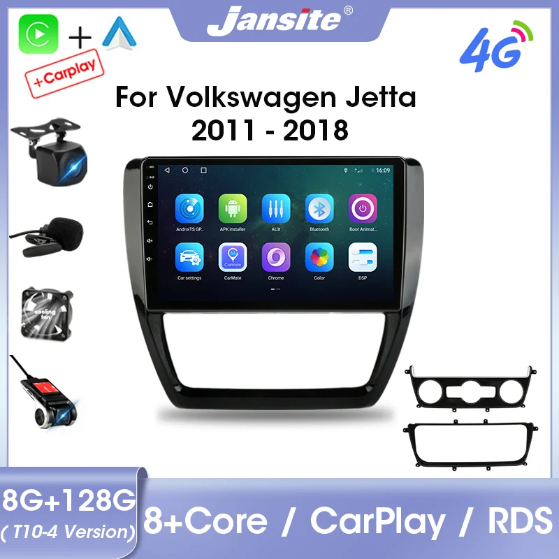 Jansite 2 Din Android 11.0 Car Radio Multimedia Video Player For VW Volkswagen Jetta 6 2011-2018 GPS Carplay Stereo 8G+128G RDS