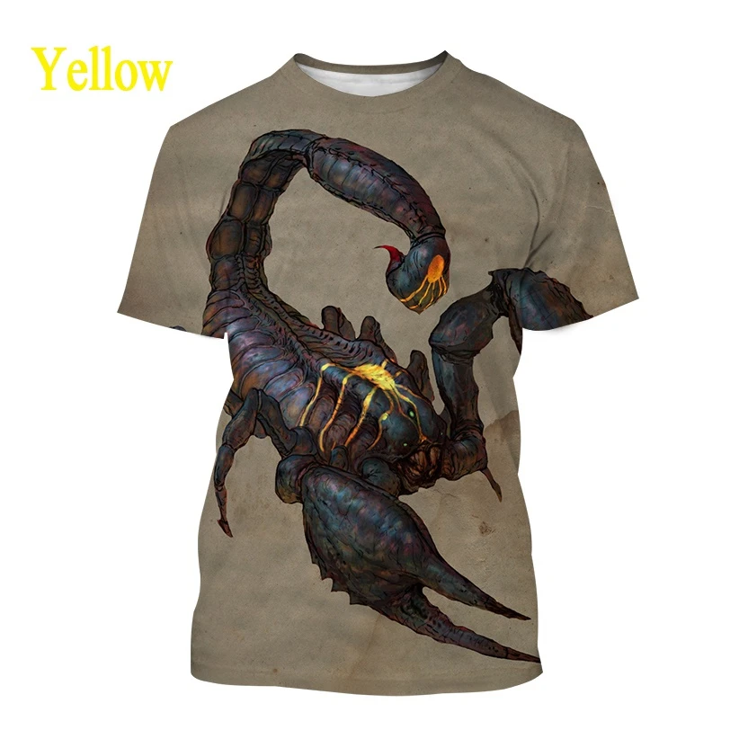 

2022 Men's New Short Sleeve Scorpion 3D Printed T-Shirt Fashion Personality Carnivorous Unisex Couple Casual Round Neck Pullover