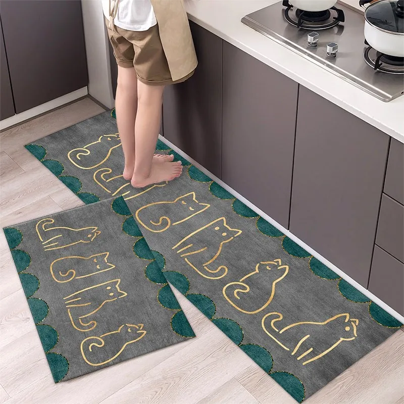 

Simple Anti-Slip Cat Kitty Pattern Kitchen Mat Carpet Rug Nordic House Bath Pet Shop Entrance Antifouling Doormat Home Decor