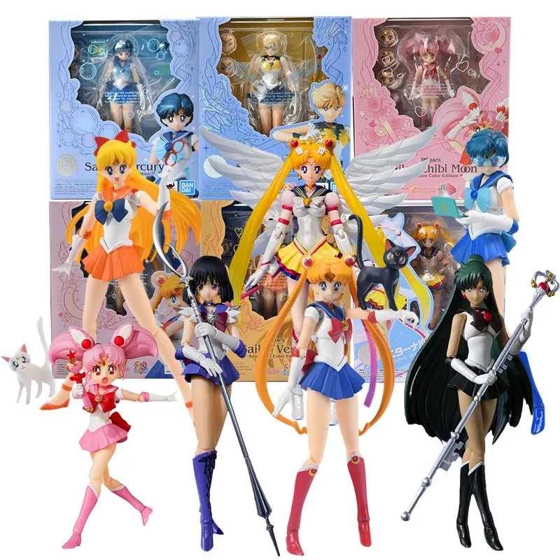 

Фигурка Bandai из аниме подлинный Сейлор Мун, Shf Tsukino Usagi Meiou Setsuna, Коллекционная модель, аниме экшн-фигурка, игрушки для детей