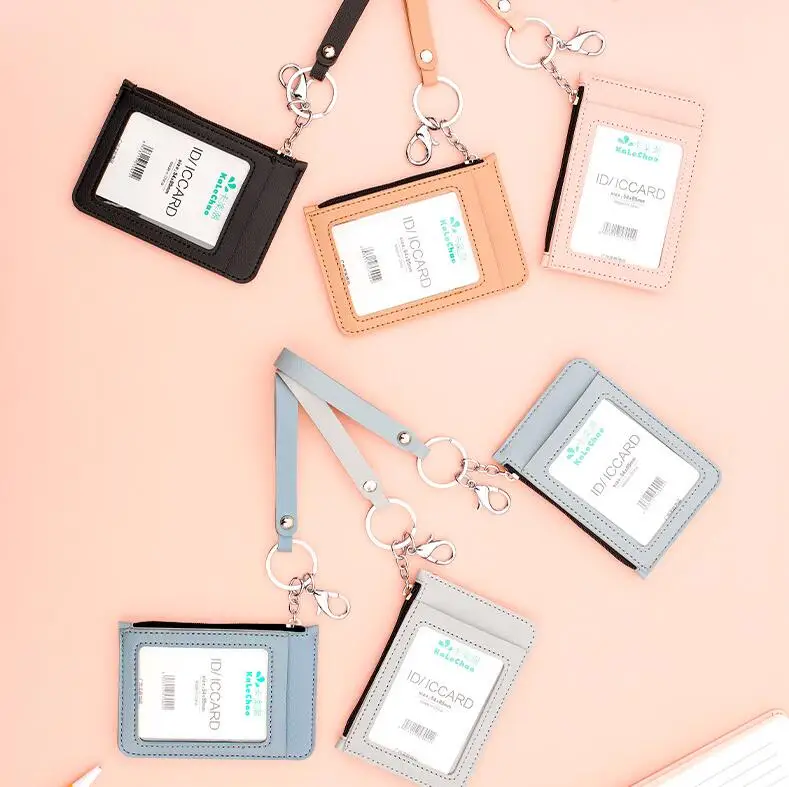 Girls Women Lanyard Cards Holder /EZ Link Card Holder/ Business ID Cardholder Coins Wallet With Zipper