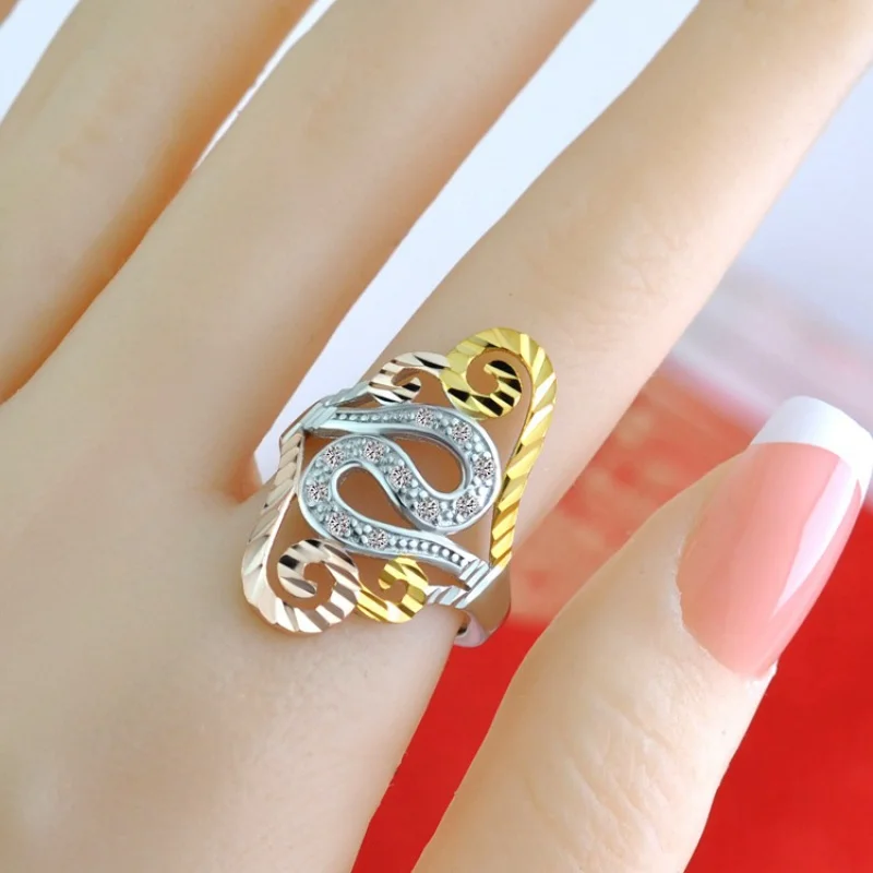 

S925 Sterling Silver Plating Color Gold Ring Women's Graceful and Fashionable Color Silver Index Finger with Opening Women's Rin