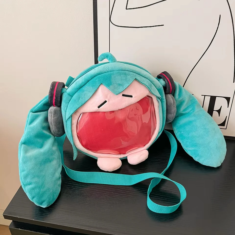 Фото Рюкзак Hatsune Miku Figure Itabag, плюшевая сумка на плечо, милая мультяшная модель, диагональные прозрачные сумки через плечо, школьные сумки для девочек №2