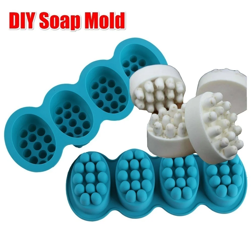 

4 Cavities Oval Massage Soap Mold Massage Bar Silicone Molds for DIY Soap Making