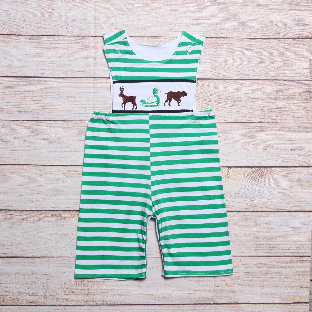 

Baby Boy Clothes Boy Romper Boys Spring And Summer Jumpsuit Outfit Cute Animals Embroidery Green Stripe Boy Clothing