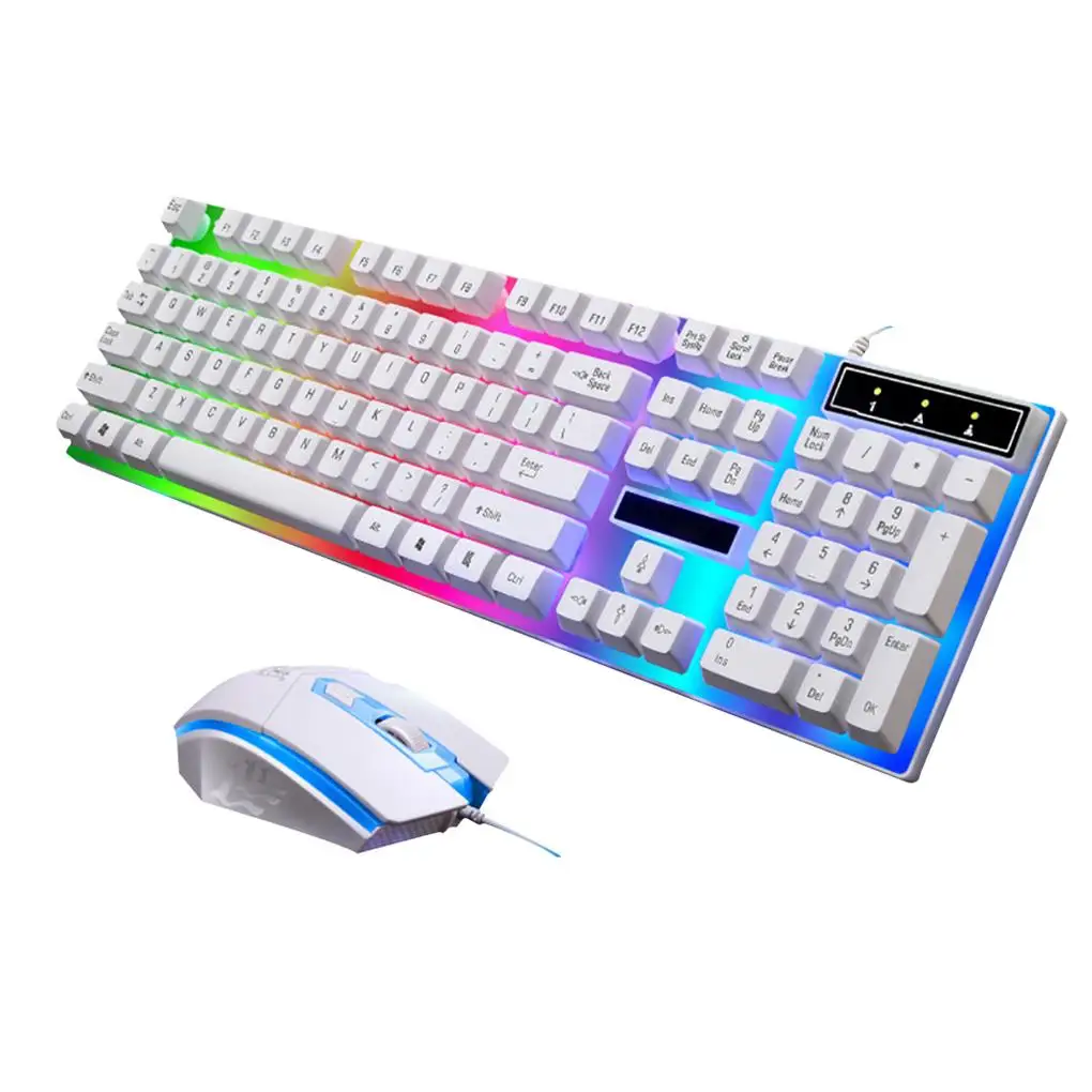 

Проводная игровая клавиатура, мышь, USB 1000DPI, игровая клавиатура для ноутбука и ПК, 104 клавиш, подсветка для дома и офиса, замена для путешестви...