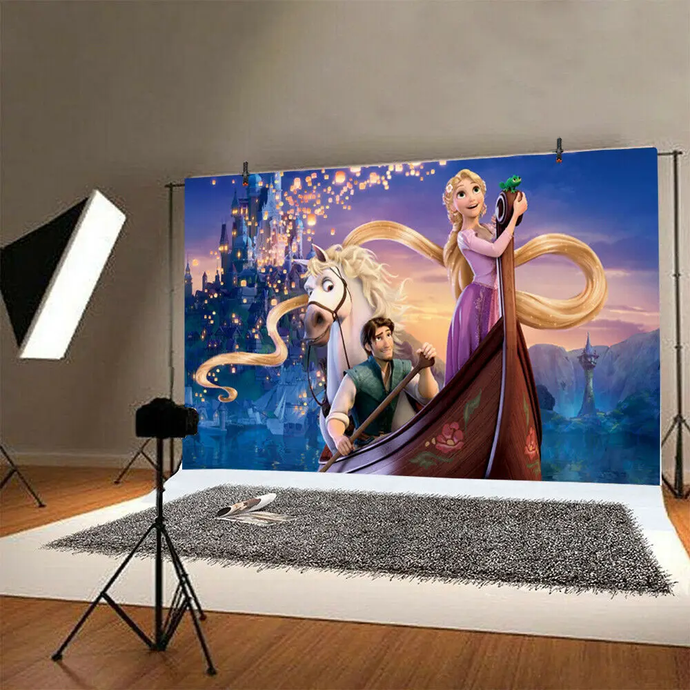 Спутанный Рапунцель фон для фотосъемки девочек вечеринка в честь Дня Рождения