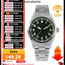 San Martin 39mm Pilot Men Watch Military Fashion Simple Style NH35 YN55A Automatic Mechanical Watches 20 Bar Waterproof Luminous