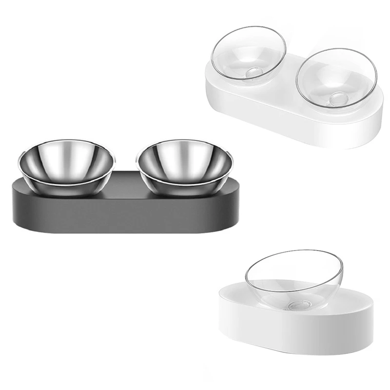 Adjustable Pet Cat Bowl Rack Non-Slip Cat Tray Tilt Slow Feeder
