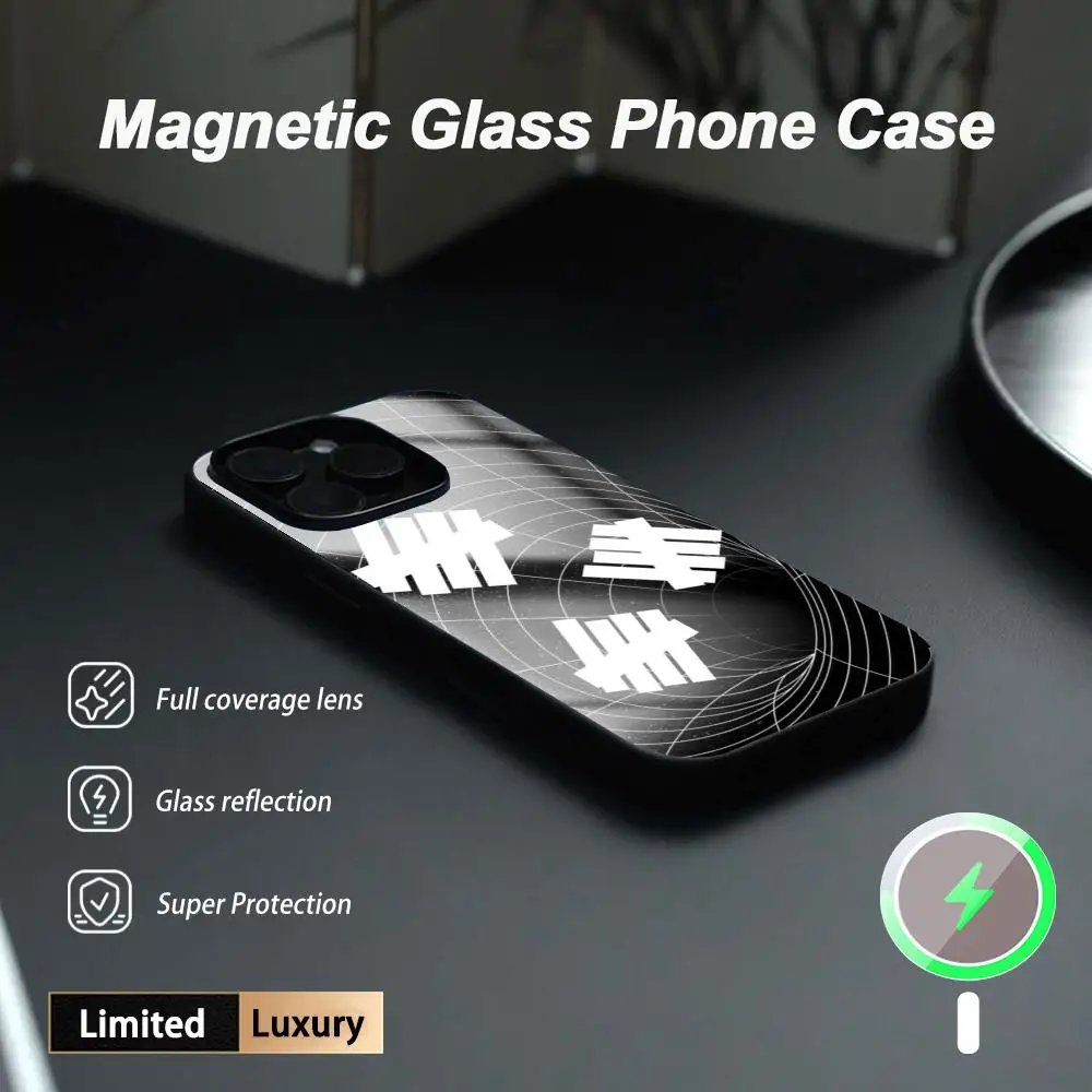 Фото Модный крутой чехол для телефона с логотипом Undefeated в стиле хип-хоп для iPhone 17 Air, 16, 15, 14, 13, 12, 11 Plus, Mini, Pro, Max, стеклянный магнитный чехол №1