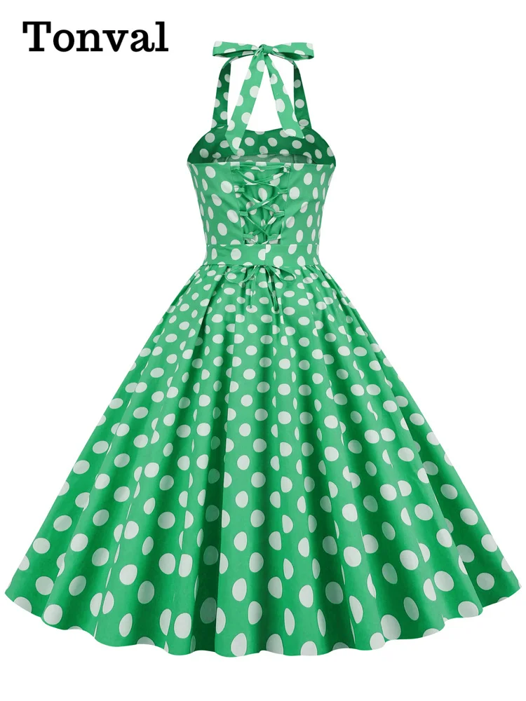 Женское винтажное платье-корсет Tonval платье в горошек с лямкой на шее и открытой
