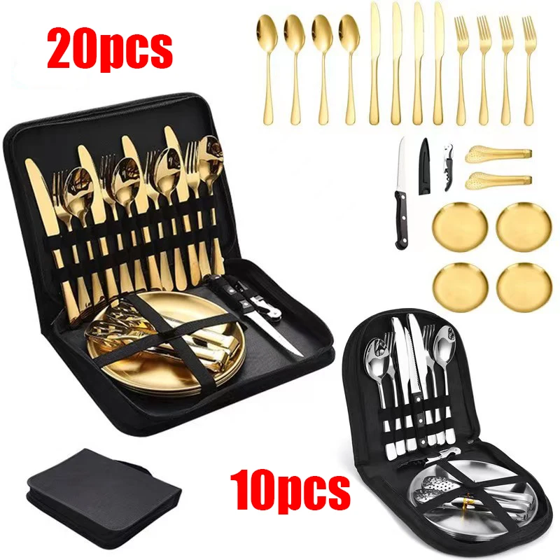 

Cutlery Camping Kit Set Stainless Picnic Steel Knife Tableware Set And Cutlery Camping Steak Disc Cutlery Portable