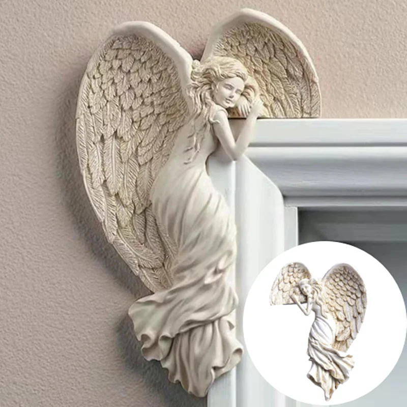 

Украшение для двери в скандинавском стиле с ангелом, настенная Подвеска из смолы, фигурка для дома, скульптура, крафтовое украшение