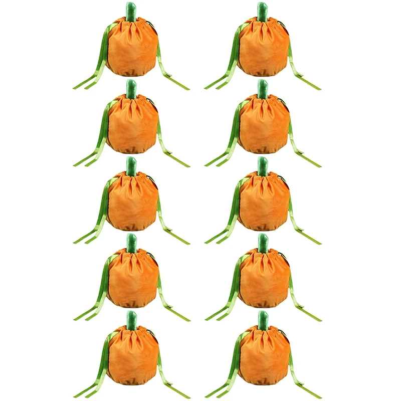 

10PCS Pumpkin Candy Gift Bag Trick Or Treat Halloween Kids Candy Bag Festival Gift Bag 13X15cm