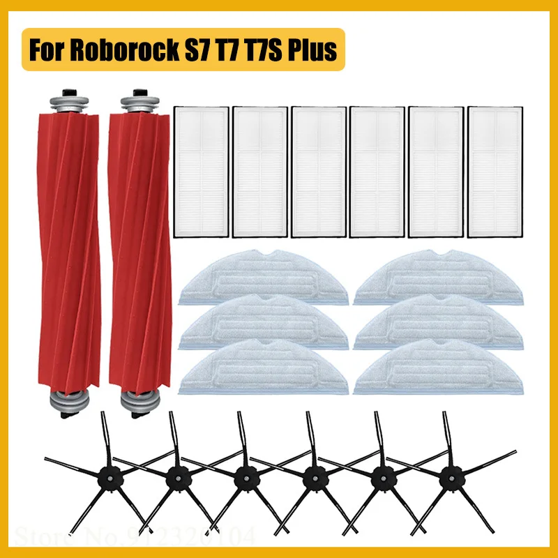 

Replacement for Xiaomi Mijia Roborock S7 T7S Plus Main Side Brush Mops Cloths HEPA Filter Kit Robotic Vacuum Cleaner Accessories