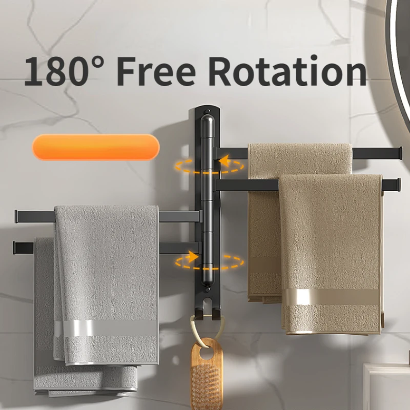 

Вращающийся держатель для полотенец, настенная вешалка на 2/3/4/5 полотенец, для ванной комнаты, кухни