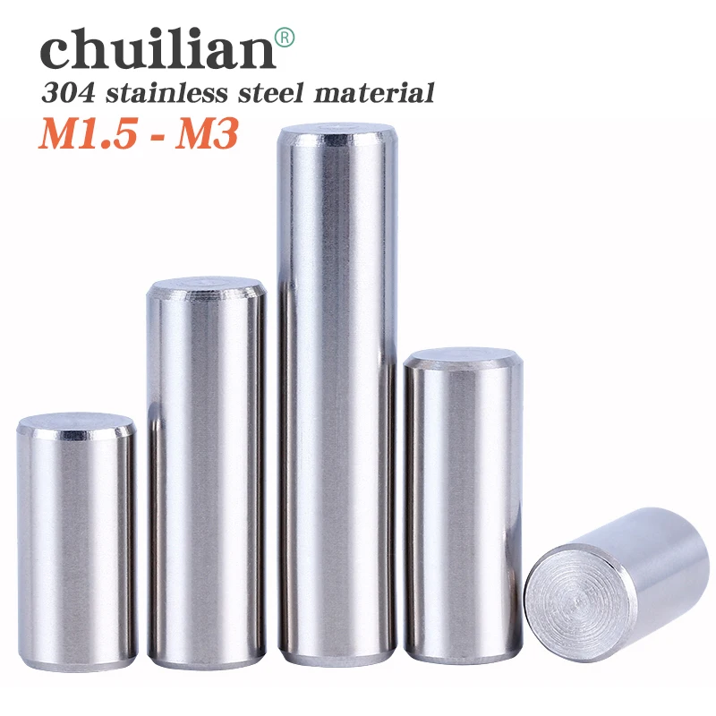 

50-100 PCS Cylindrical Pin M1.5 M2 M2.5 M3 Fastener Solid Dowle Pin 304 Stainless Steel GB119 Locating Pin