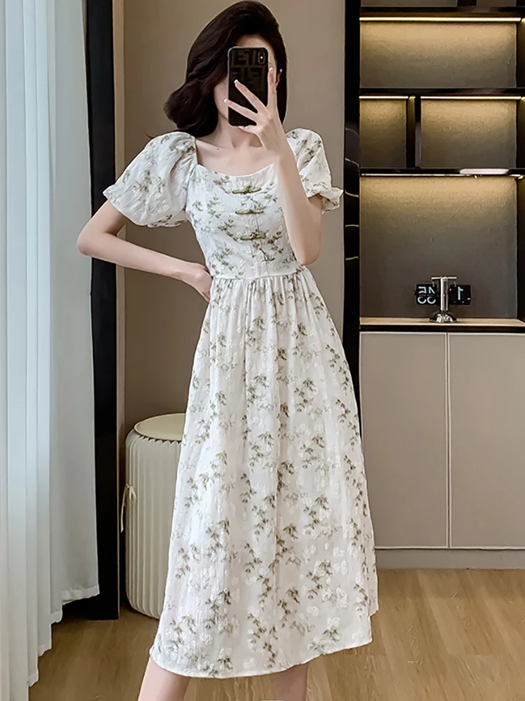 Женское жаккардовое Повседневное платье с принтом модель 2024 года корейский