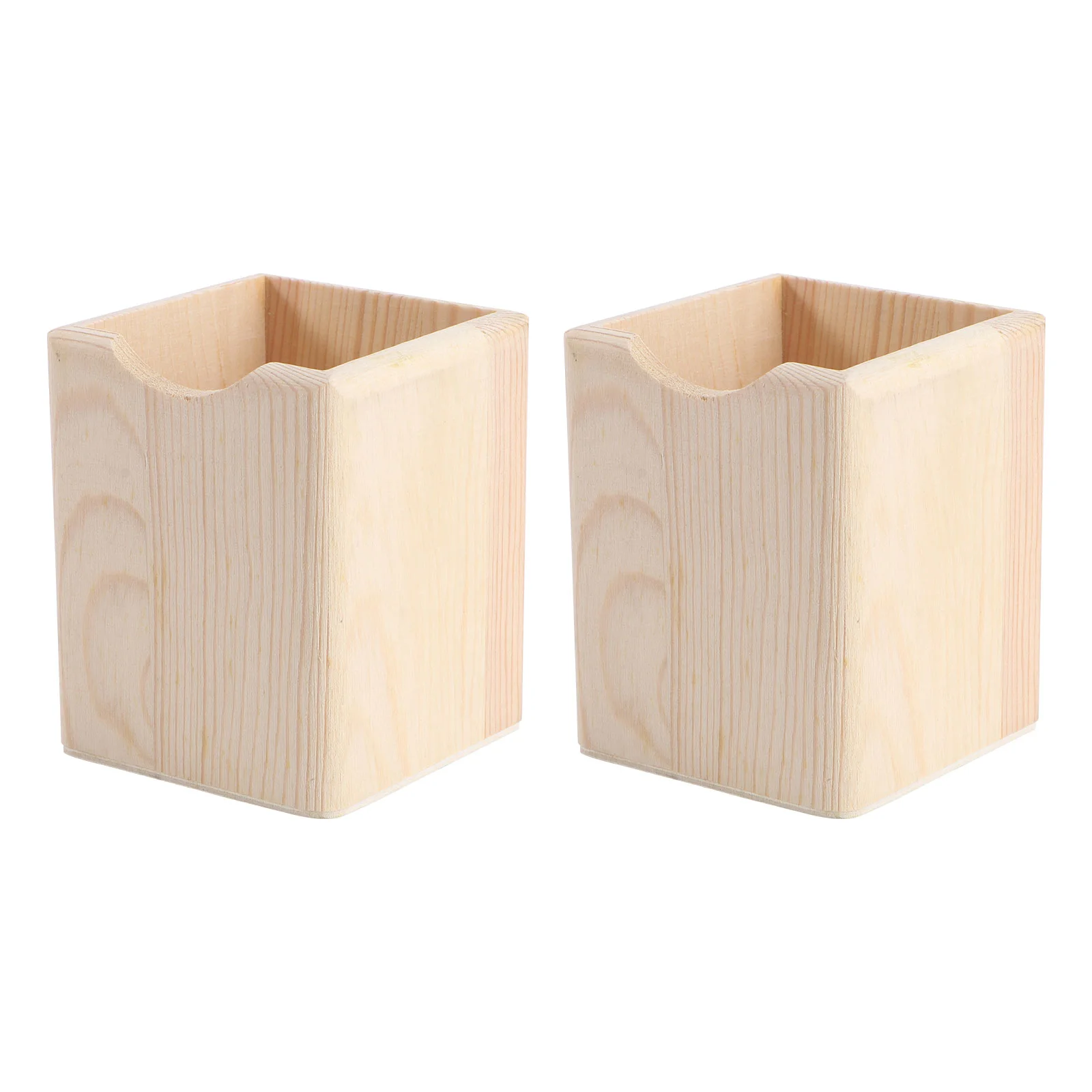

Holder Pen Wooden Container Wood Brush Box Organizer Desk Pot Makeup Cup Diy Organize Office Compartments Square Single